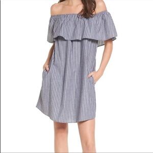 SOCIALITE Nordstrom Striped Off-The-Shoulder Mini Dress Coverup Loose Fit Small